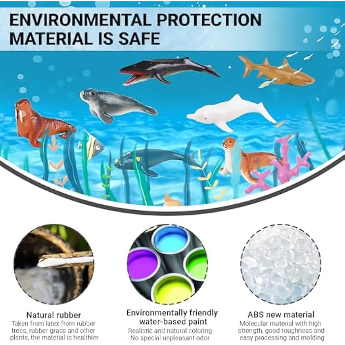 MINI OCEAN ANIMAL FIGURES SET, 12 PCS REALISTIC PLASTIC SEA CREATURES STATUE TOY, INCLUDING SHARKS, WHALES, WALRUS, DOLPHIN, FOR KID'S PARTY SUPPLIES, PARTY DECORATION, SEA THEME PARTY - Image 3